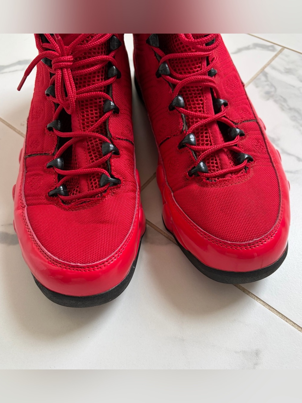 Jordan 9 Retro Chile Red Black Mens Size 10 Used - Picture 8 of 8